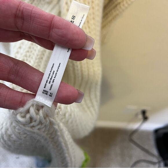 By Anthropologie Multicolor Fringe Duster Kimono Rainbow Chunky Cable Knit OS - Picture 9 of 9